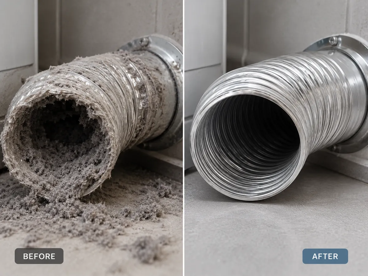 Dryer Vent Cleaning before and after example